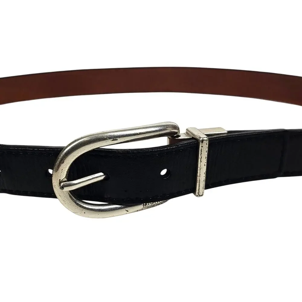 MICHAEL MICHAEL KORS WOMEN'S BLACK/BROWN REVERSIBLE GENUINE LEATHER BELT SIZE S